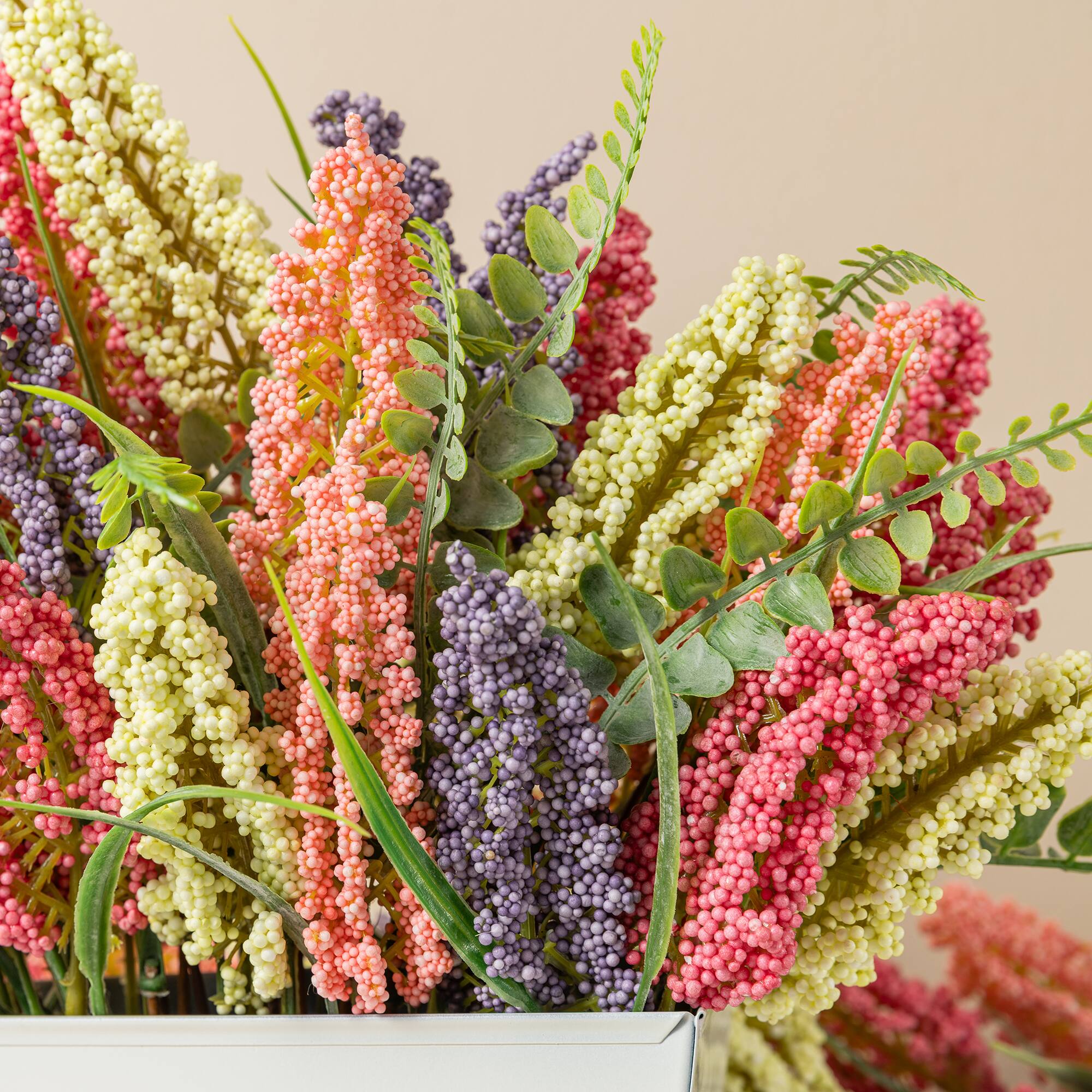 Glitzhome® 11" Pink, Purple & Yellow Mixed Heather Cart Centerpiece